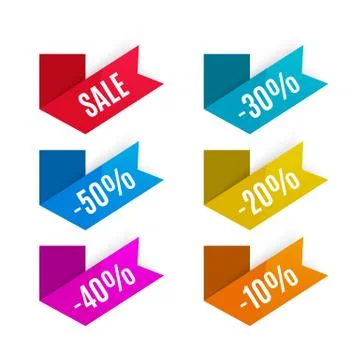 Discount labels, tags, stickers. Folded paper. Product promotion. Vector. Stock Illustration