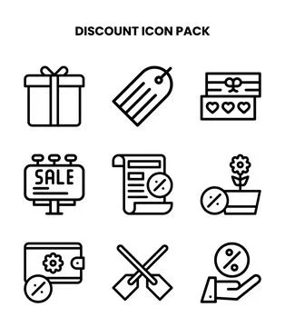 Discount Line Icons Pack Stock Illustration