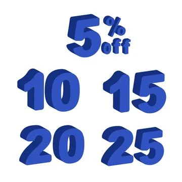 Discount numbers 3d vector. Discount 5-25 percent Stock Illustration