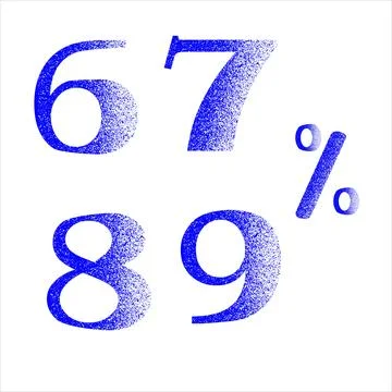 Discount numbers with noise effect vector. 6 7 8 9   percent Stock Illustration