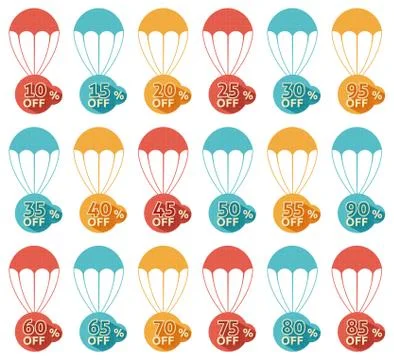 Discount parachute set 스톡 일러스트
