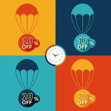 Discount parachute set Stock Illustration