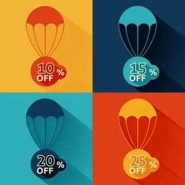 Discount parachute set Stock Illustration