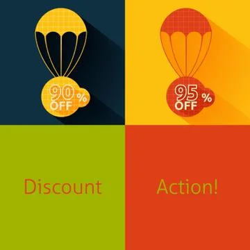 Discount parachute set Stockillustratie