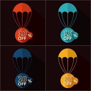 Discount parachute set Stock Illustration