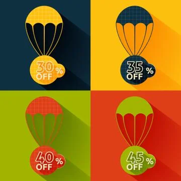 Discount parachute set Stock Illustration