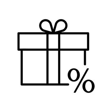 Discount present box icon. Offer pictogram for web. Line stroke. Percentage t Stock Illustration