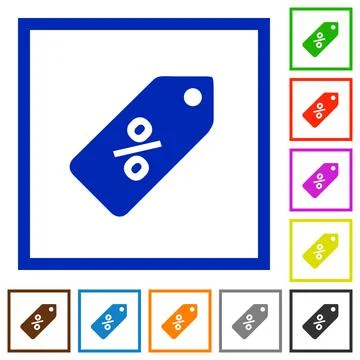Discount price label flat framed icons Stock Illustration