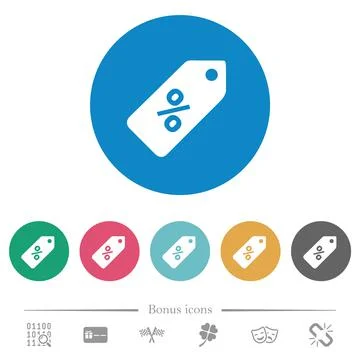 Discount price label flat round icons Stock Illustration