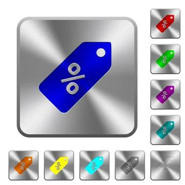 Discount price label rounded square steel buttons Stock Illustration