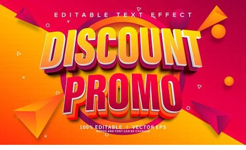Discount promo vector text effect with modern style design Stock Illustration