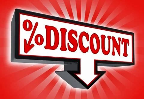 Discount red and black arrow sign Stock Illustration