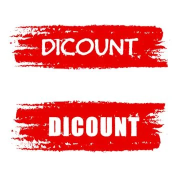 Discount on red drawn banners Stock Illustration