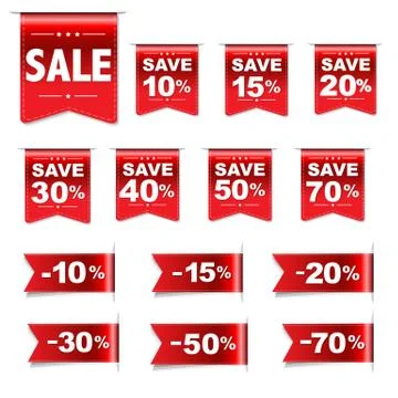 Discount Red Labels Set Stock Illustration