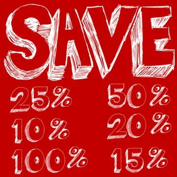 Discount savings text Stock Illustration
