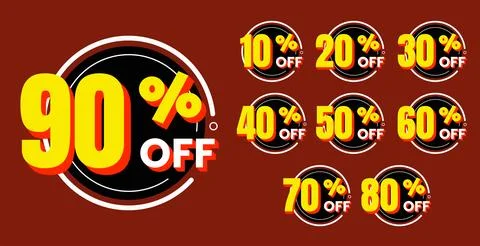Discount set vector template illustration Flat Colours with 3D Style Shadow Stock Illustration