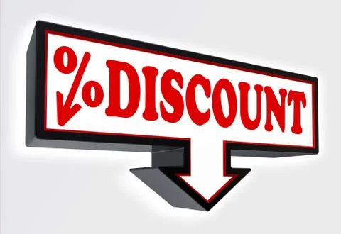 Discount sign with arrow down and per cent symbol Stock Illustration