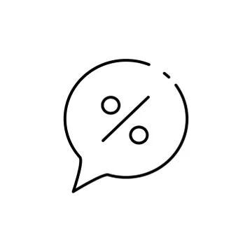 Discount speech bubble line icon on the white background. Stock Illustration