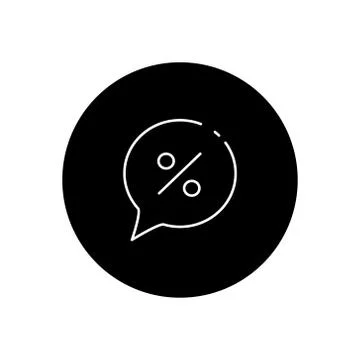 Discount speech bubble line icon on the white back Stock Illustration