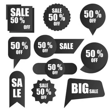 Discount stickers set vector illustration isolated on white background Stock Illustration