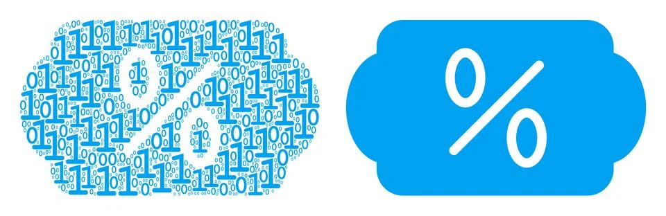 Discount Tag Collage of Binary Digits Illustrazione stock