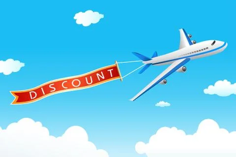 Discount tag with plane Illustrazione stock