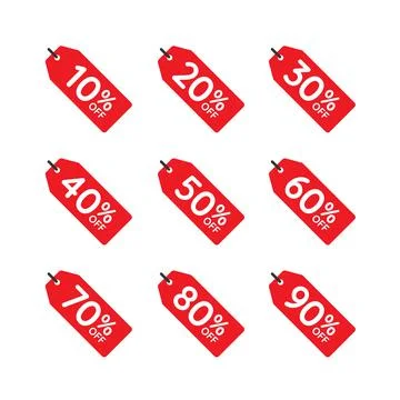 Discount tag set vector icon on white background Stock Illustration