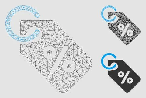 Discount Tag Vector Mesh 2D Model and Triangle Mosaic Icon 스톡 일러스트