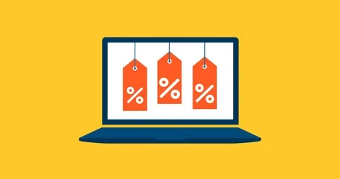 Discount tags on a laptop screen Stock Footage 118091297