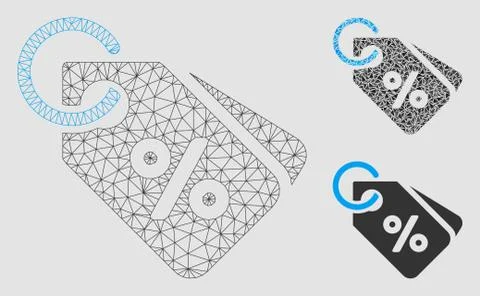 Discount Tags Vector Mesh 2D Model and Triangle Mosaic Icon 스톡 일러스트