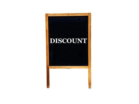 Discount text on a board with wooden frames Photos
