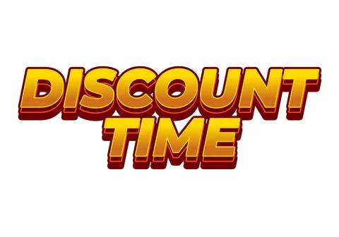 Discount time. Text effect 3D style with good colors Illustrazione stock