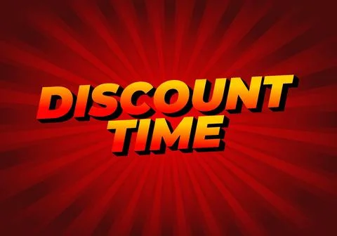 Discount time. Text effect 3D style with good colors Illustrazione stock