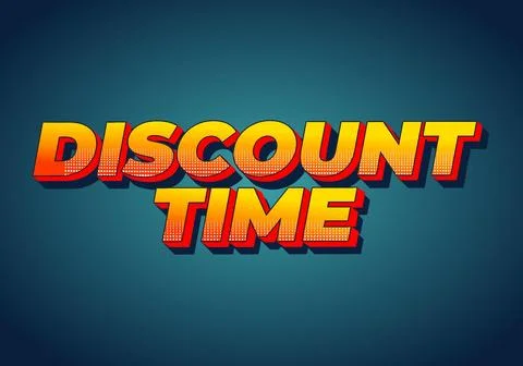 Discount time. Text effect 3D style with good colors Illustrazione stock
