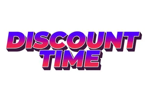 Discount time. Text effect 3D style with good colors Illustrazione stock