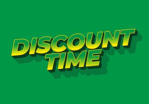 Discount time. Text effect 3D style with good colors Illustrazione stock