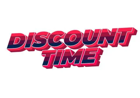 Discount time. Text effect 3D style with good colors Illustrazione stock