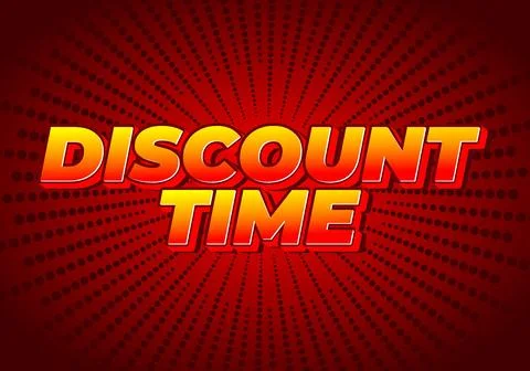 Discount time. Text effect 3D style with good colors Illustrazione stock