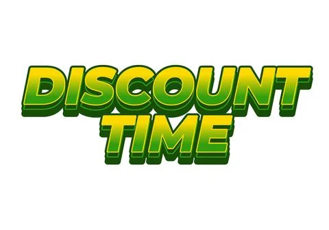 Discount time. Text effect 3D style with good colors Illustrazione stock