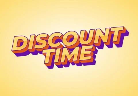Discount time. Text effect 3D style with good colors Illustrazione stock
