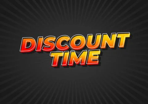 Discount time. Text effect 3D style with good colors Illustrazione stock