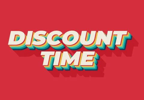 Discount time. Text effect 3D style with good colors Illustrazione stock