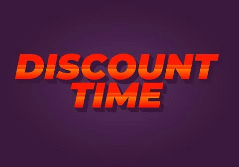 Discount time. Text effect 3D style with good colors Illustrazione stock