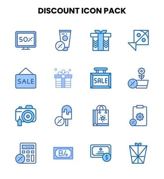 Discount Two Colour Icons Pack Stock Illustration