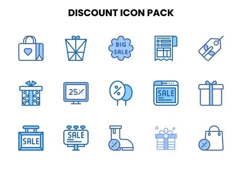 Discount Two Colour Vector Icons Pack Illustrazione stock