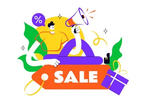 Discount Vector Illustration featuring Sale Promotion, Special Offers, Perc.. Stock Illustration