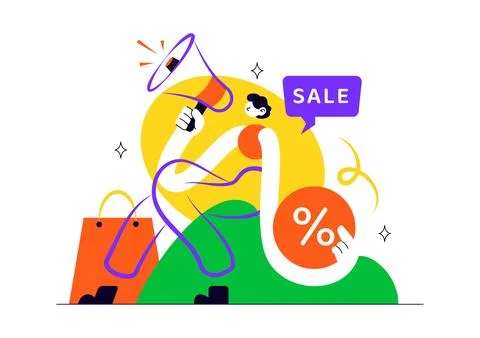 Discount Vector Illustration featuring Sale Promotion, Special Offers, Perc.. Stock Illustration