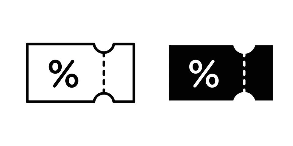 Discount voucher icon vector concepts, line and silhouette style Stock Illustration