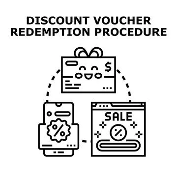 Discount voucher redemption procedure vector illustration Stock Illustration