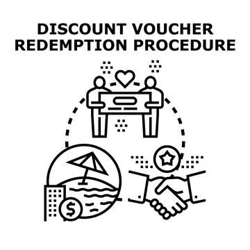 Discount voucher redemption process and customer loyalty concept 스톡 일러스트